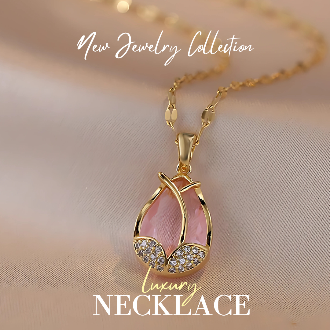 18k Blush Bloom Teardrop Pendant