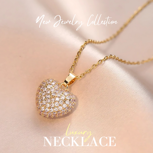 18 k Gold Pavé Heart Pendant Necklace