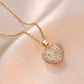 Gold Pavé Heart Pendant Necklace – Sparkling Crystal Charm on Delicate Chain - Belliza & Co