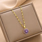 Royal Amethyst Bloom Pendant Necklace – Gold Plated Chain with Purple Stone Cluster Medallion - Belliza & Co